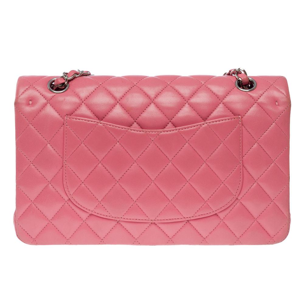 CHANEL Timeless double flap shoulder bag in Pink quilted lambskin leather, SHW - Picture 4 of 12